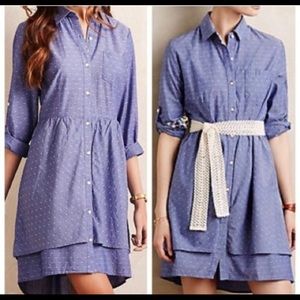 Anthropologie Chambray Blue Midi Dress